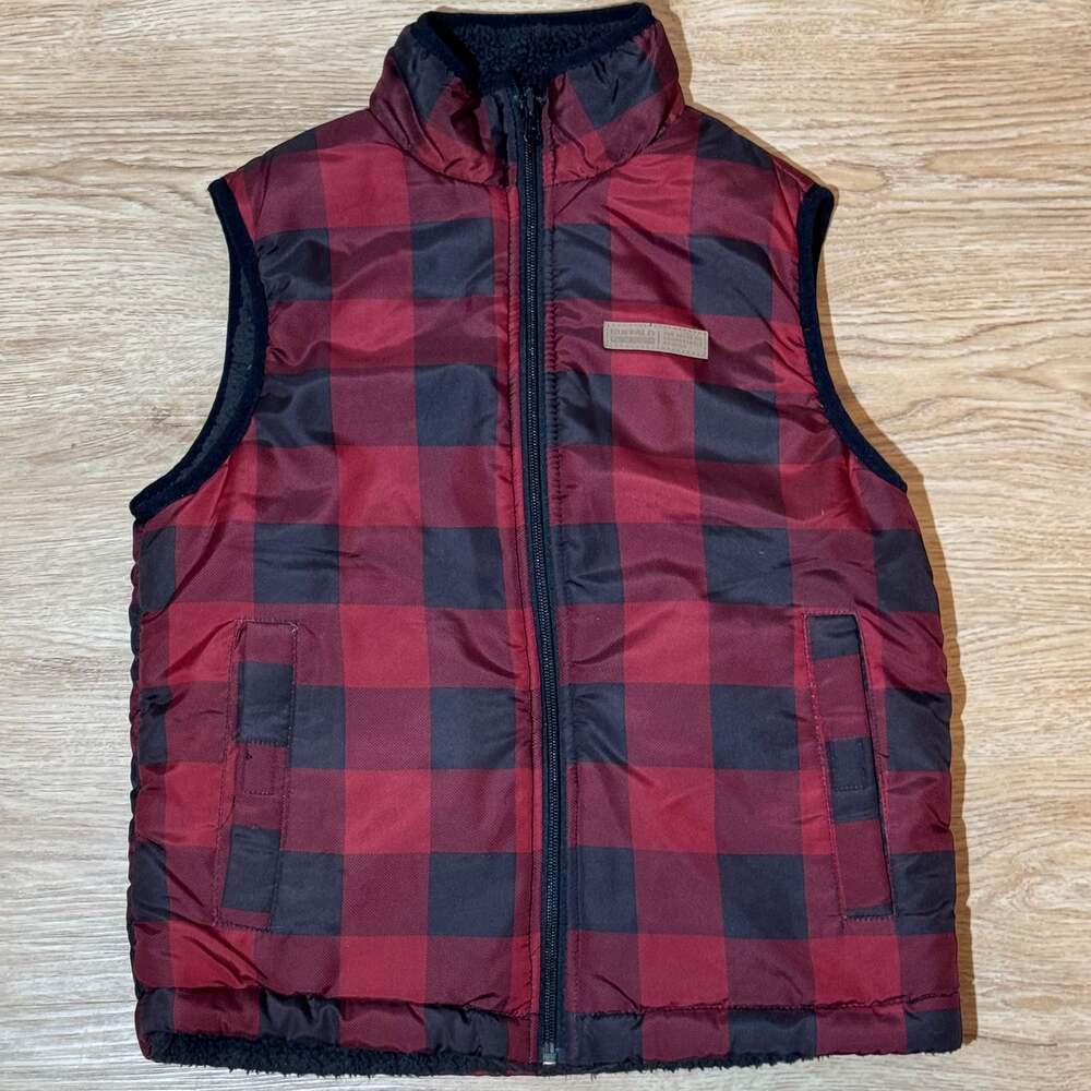 Buffalo David Bitton Reversible Plaid Sherpa Vest Size M 10-12 Youth